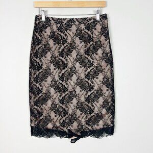 Y2K Full Lace Overlay Pencil Skirt Whimsigoth Romantic Cocktail Size 4 Women's